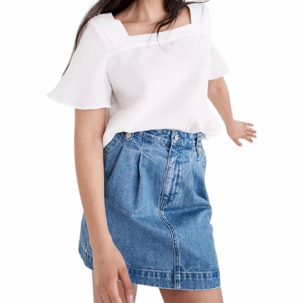 Madewell Denim Jean Mini Skirt With Pockets Size 26 Medium Blue Wash